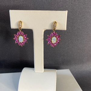 Opal and pink topaz earrings